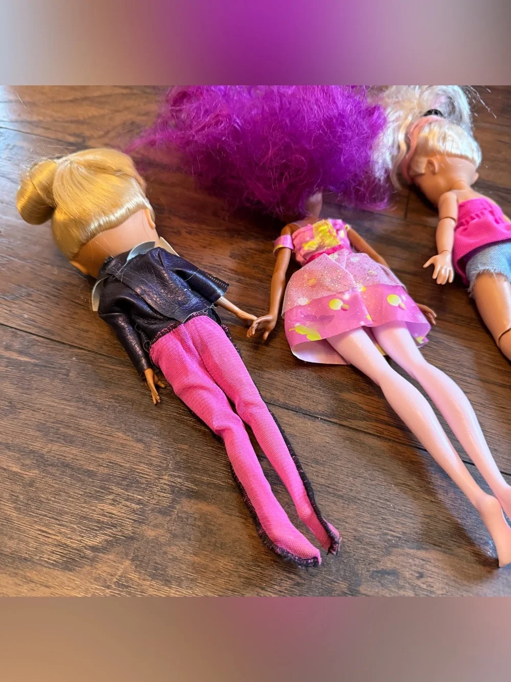 monster high Doll Trio with Purple Hair and Pink Outfit